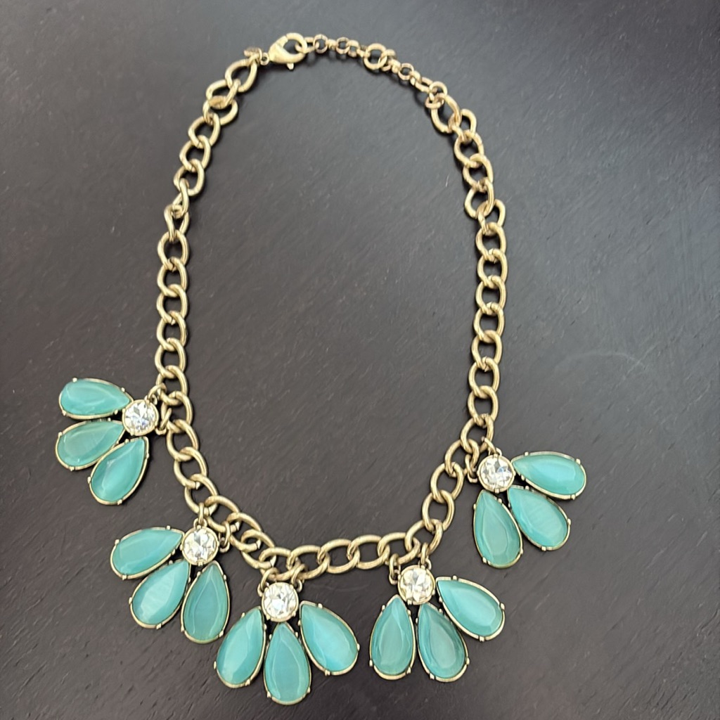 Banana Republic Gold And Teal Statement Necklace